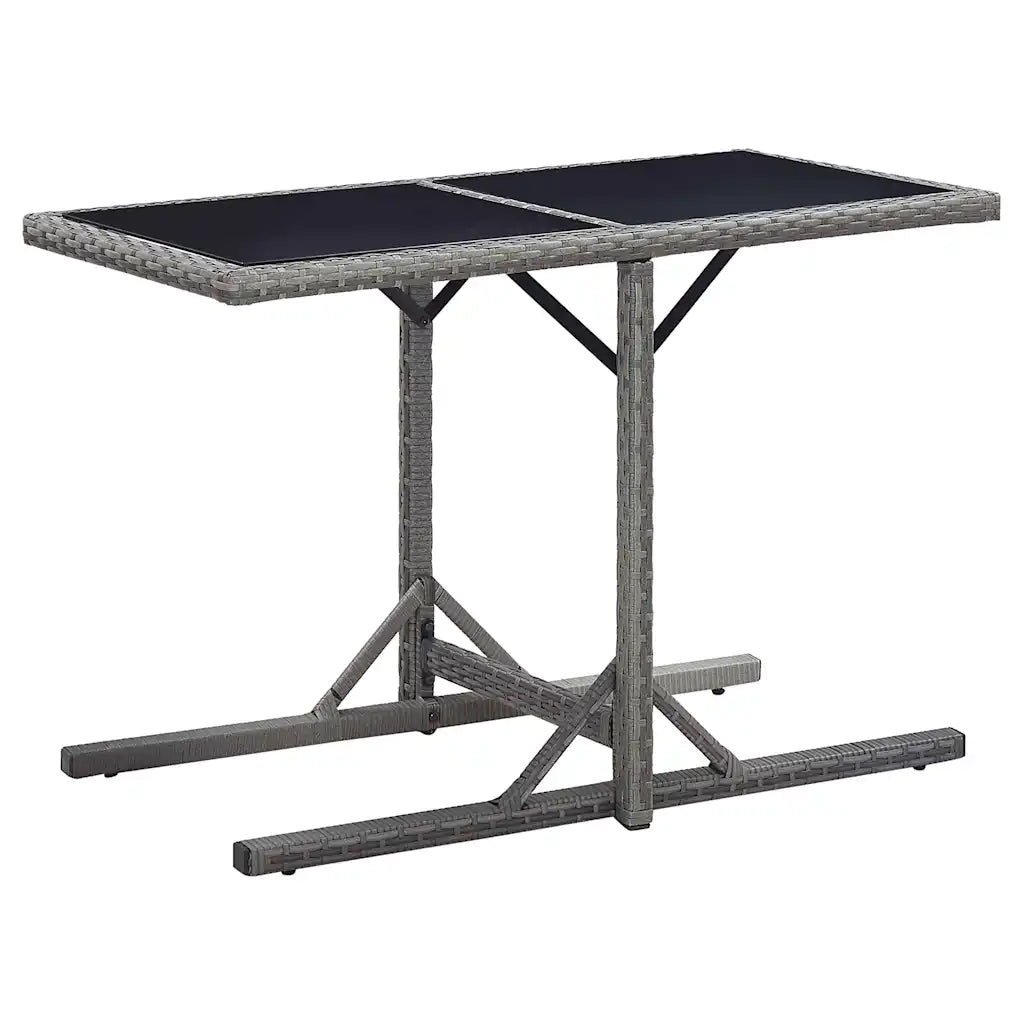 Tavolo da Giardino Antracite 110x53x72 cm in Vetro e Polyrattan 46455
