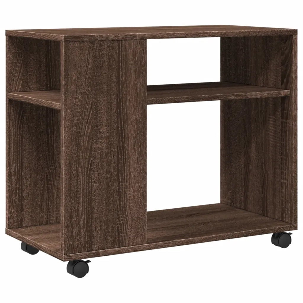 Tavolino con Ruote Rovere Marrone 70x35x60 cm in Truciolato 853152
