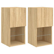 Mobili TV con Luci LED 2pz | Armadietto TV | Mobile Porta TV Rovere Sonoma 30,5x30x60 cm