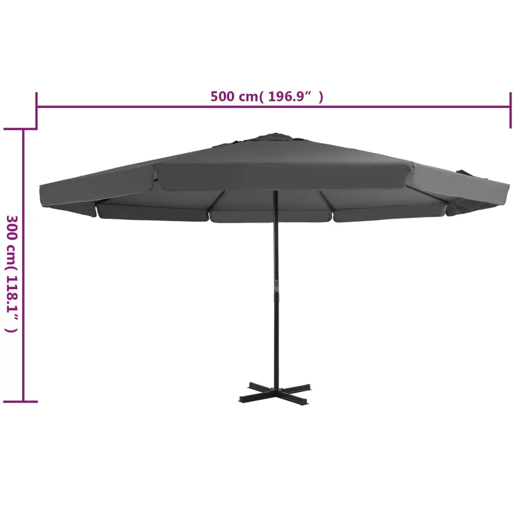 Ombrellone da Esterni-Ombrello da giardino con Palo in Alluminio 500 cm Antracite