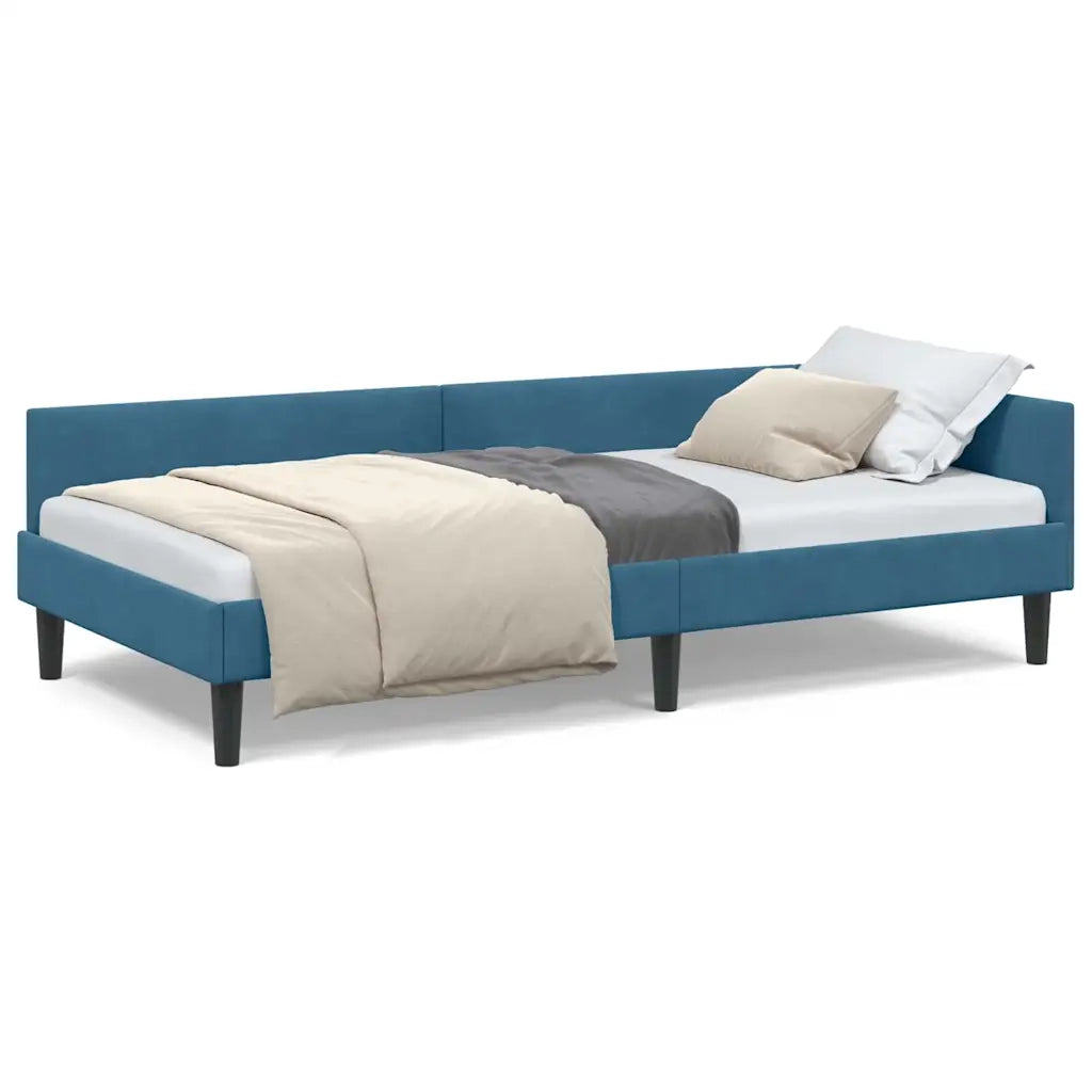 vidaXL Struttura del letto ad angolo con testiera Blu 90 x 190 cm