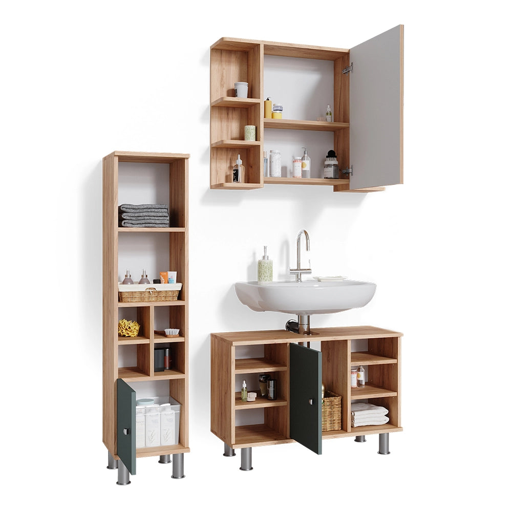 Vicco Set mobili bagno Verde 3 parti