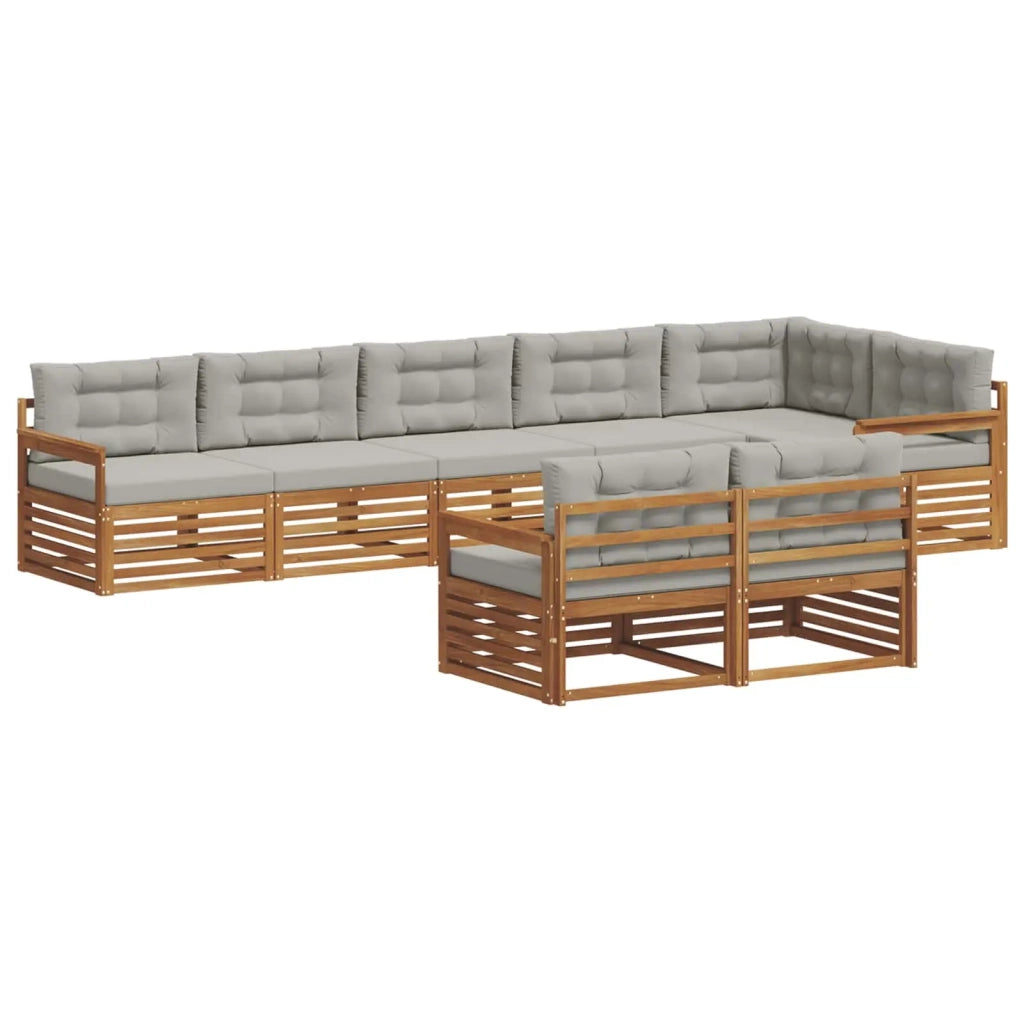 Set di divani da esterno 8 pcs Grigio Naturale e Chiaro 3373646