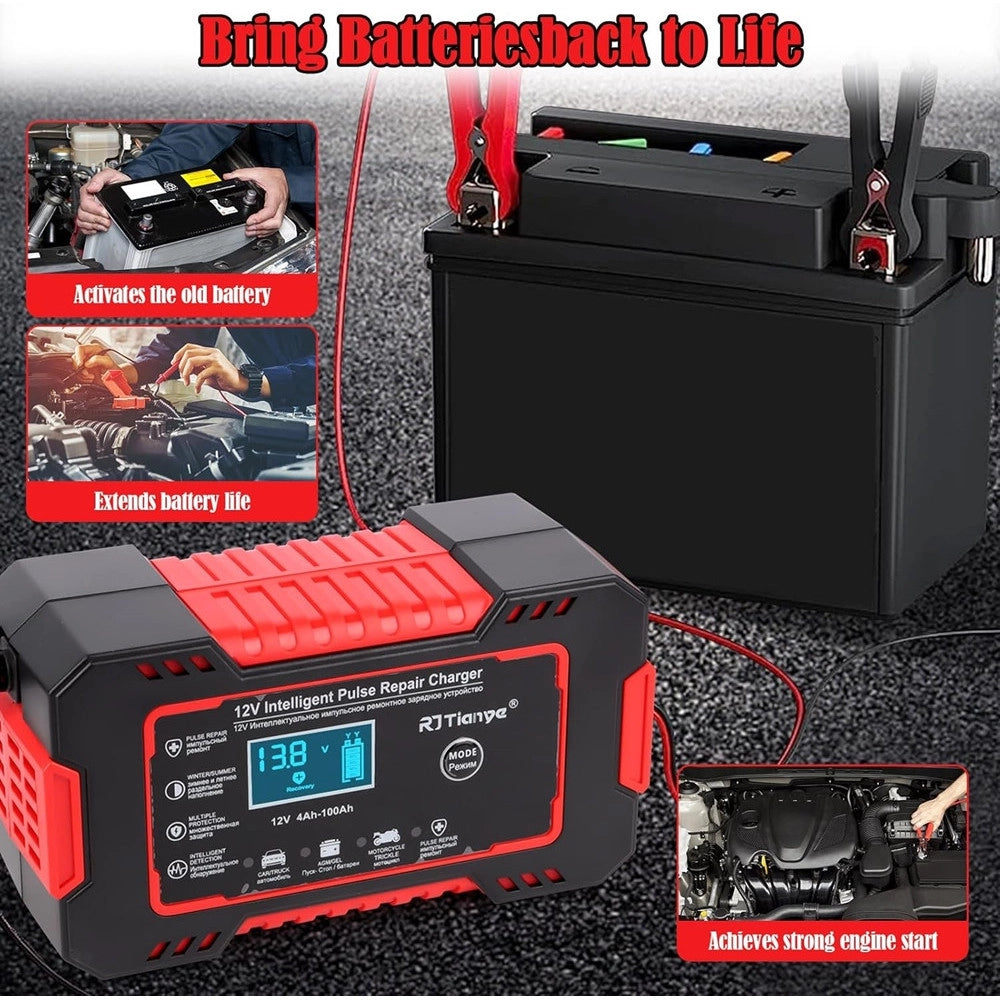 Trade Shop - Caricabatterie Auto 6a 12v Mantenitore Batteria Compensazione Temperatura Moto Tosaerba Barca -