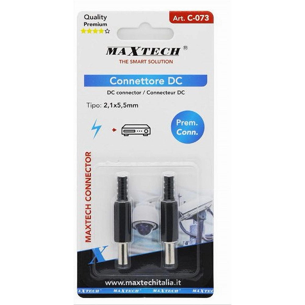 Trade Shop - Set 2pz Connettore Spina Alimentazione Dc 2,1x5,5mm Dritto Per Telecamera C-073 -