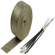 Filtro di Scarico - 2,5cm x 10m - Vetro Fibroso di Alta Qualità - Protezione dal Calore - Potenziamento del Potere - Incluso: 6 Cinghie per Cavi - Riduzione della Temperatura sotto il Paraurti - Isolazione del Filtro di Scarico