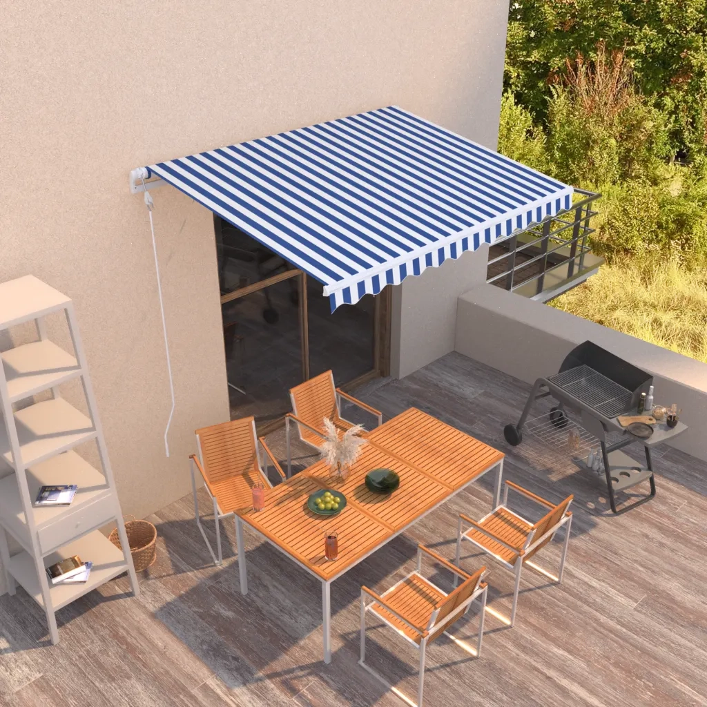Tendada Sole Retrattile Automatica 300x250 cm Blu e Biancacod mxl 72631