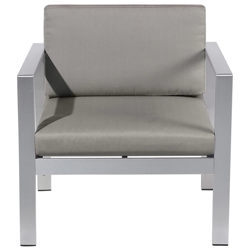 Set da giardino in 4 pezzi divano in legno di plastica grigio scuro con 2 sedie e tavolino da caffè