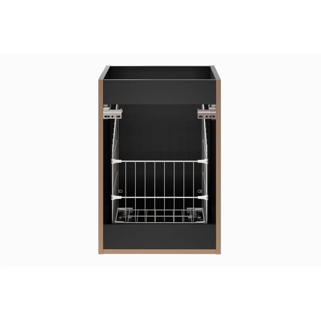Mobile da bagno NOXERA – 40 cm – Cesto per la biancheria integrato – Nero opaco – Design scanalato