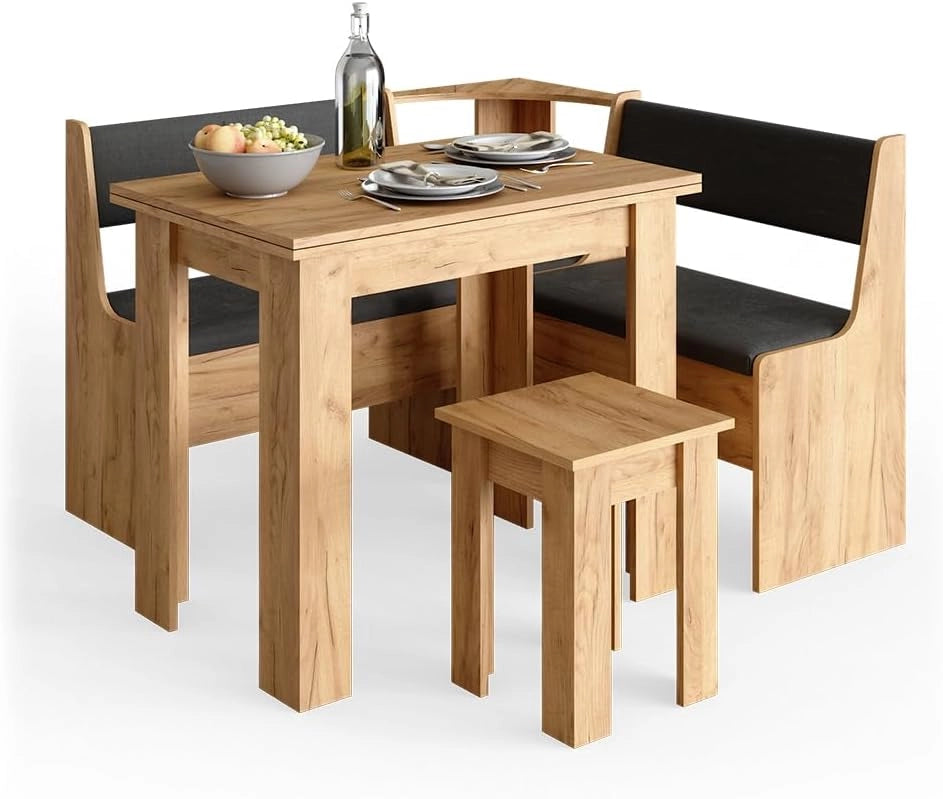 Panca ad angolo Roman, Quercia dorata, 76.6 x 41.5 cm, adatto per il posizionamento ad angolo in cucine e sale da pranzo