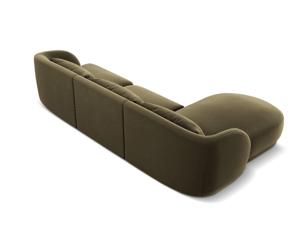 Cosmopolitan Design - Divano angolare sinistro "Tulum" 4 posti in velluto verde 
