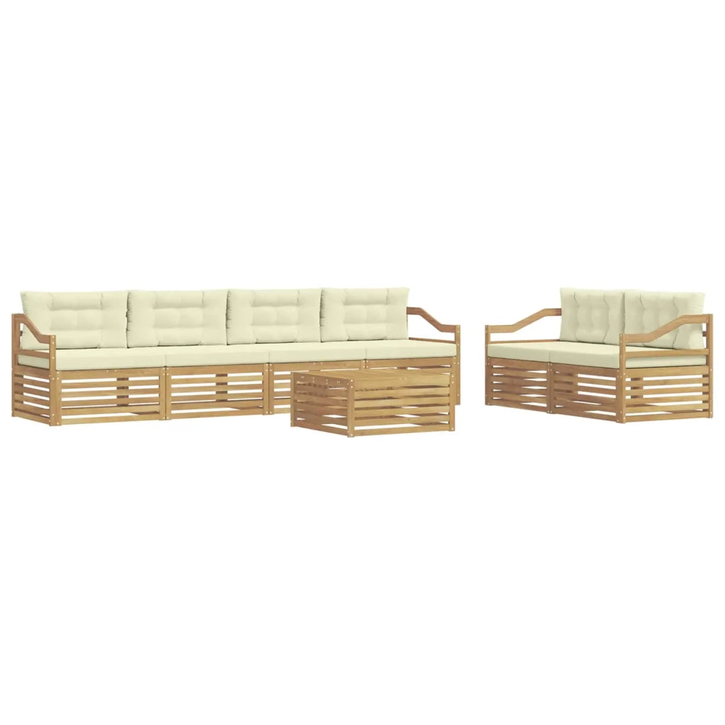 Set di divani da esterno 7 pz Bianco e Crema Poliestere 3390100