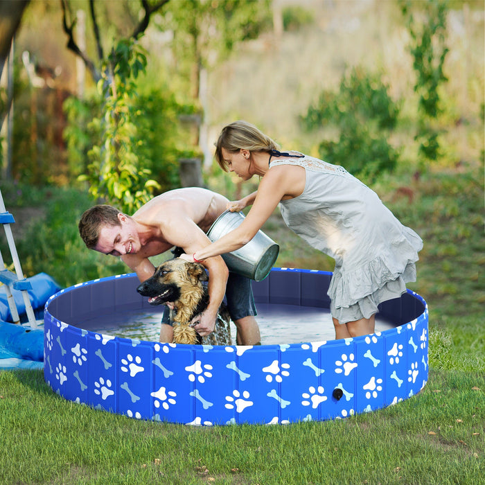 Piscina Rigida per Cani Taglia Grande Ø140x30 cm in PVC e Truciolare Blu