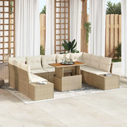 Set da Pranzo per Giardino con cuscino 10 pcs Beige e Crema