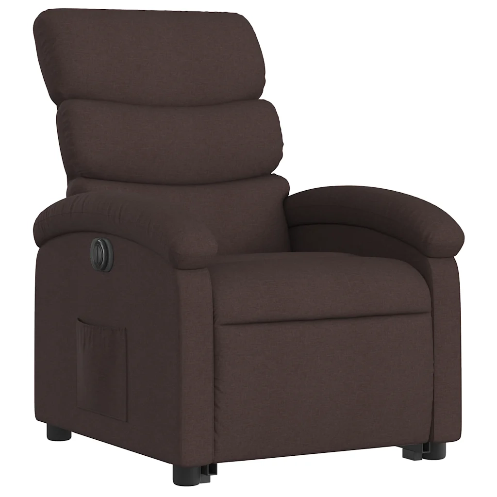 Poltrona Alzapersona Reclinante Elettrica Marrone Scuro Tessuto 3204007