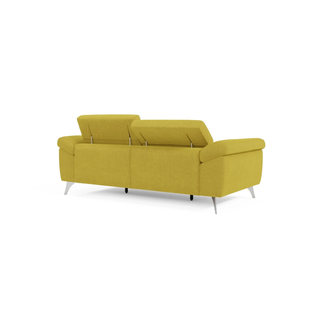 Donatello Divano con sedute allungabili braccioli contenitore e poggiatesta reclinabili in tessuto smacchiabile T23 183 cm giallo sole