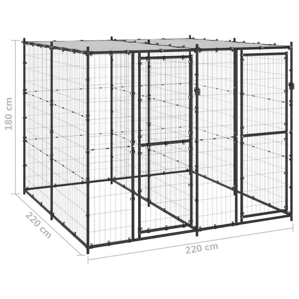 Gabbia per Cani da Esterno in Acciaio con Tetto 4,84 mÂ² cod mxl 56940