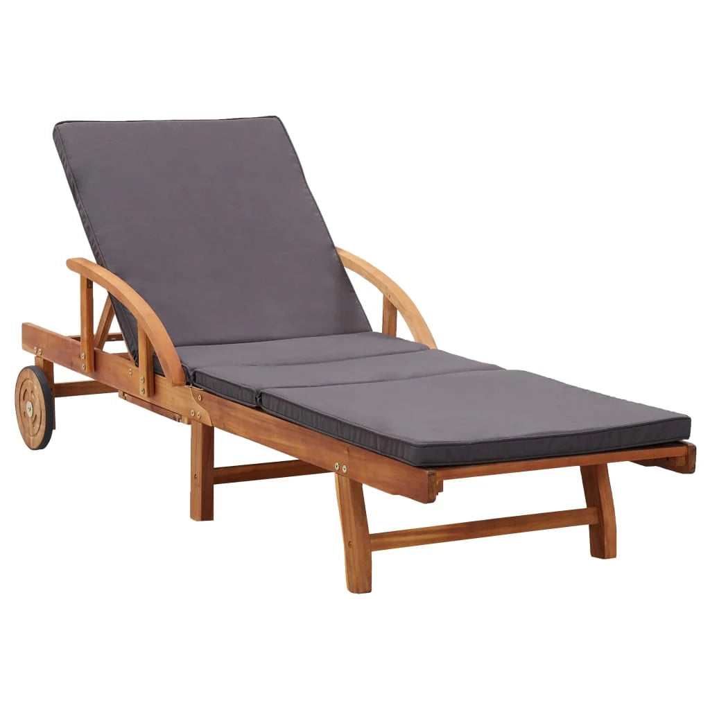 Lettino prendisole sedia a sdraio lettino prendisole letto da giardino mobili da esterno per patio con cuscino legno massello di acacia 02_0012347