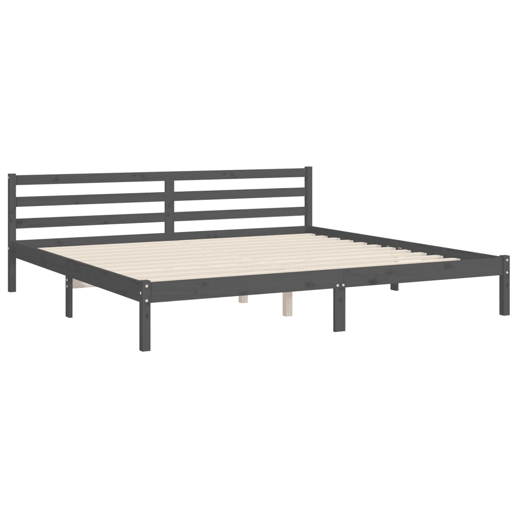 Giroletto con Testiera-Struttura Letto con testiera Grigio 200x200 cm in Legno Massello 523211
