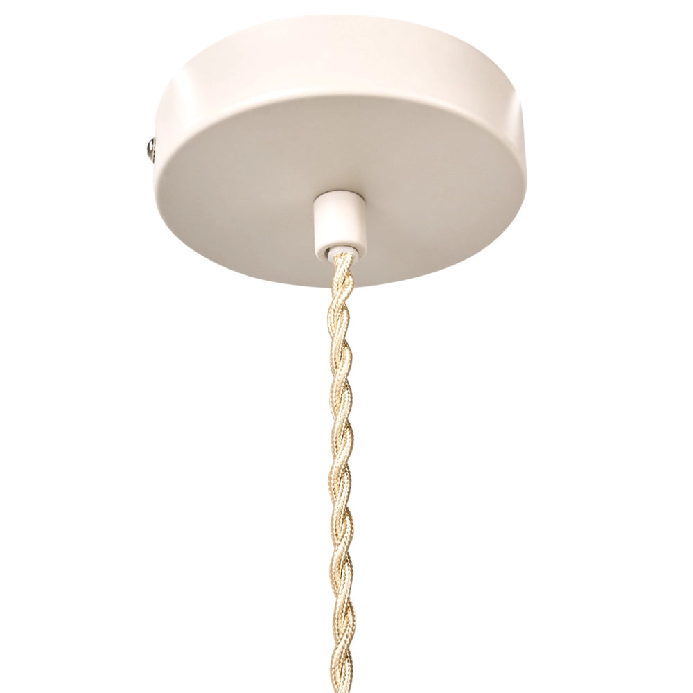Lampada a sospensione con paralume in tessuto beige e base in ferro stile moderno luce d'atmosfera soggiorno camera da letto