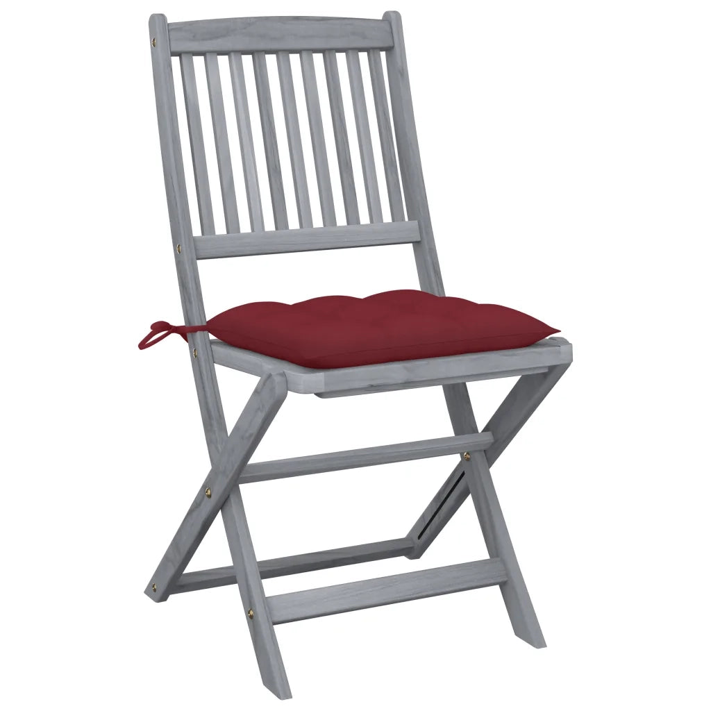 Sedie da Giardino Pieghevoli 4pz con Cuscini in Massello Acacia 3064587