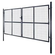 Cancello da Giardino in Rete di Acciaio Zincato 300x175 cm Grigio 143366