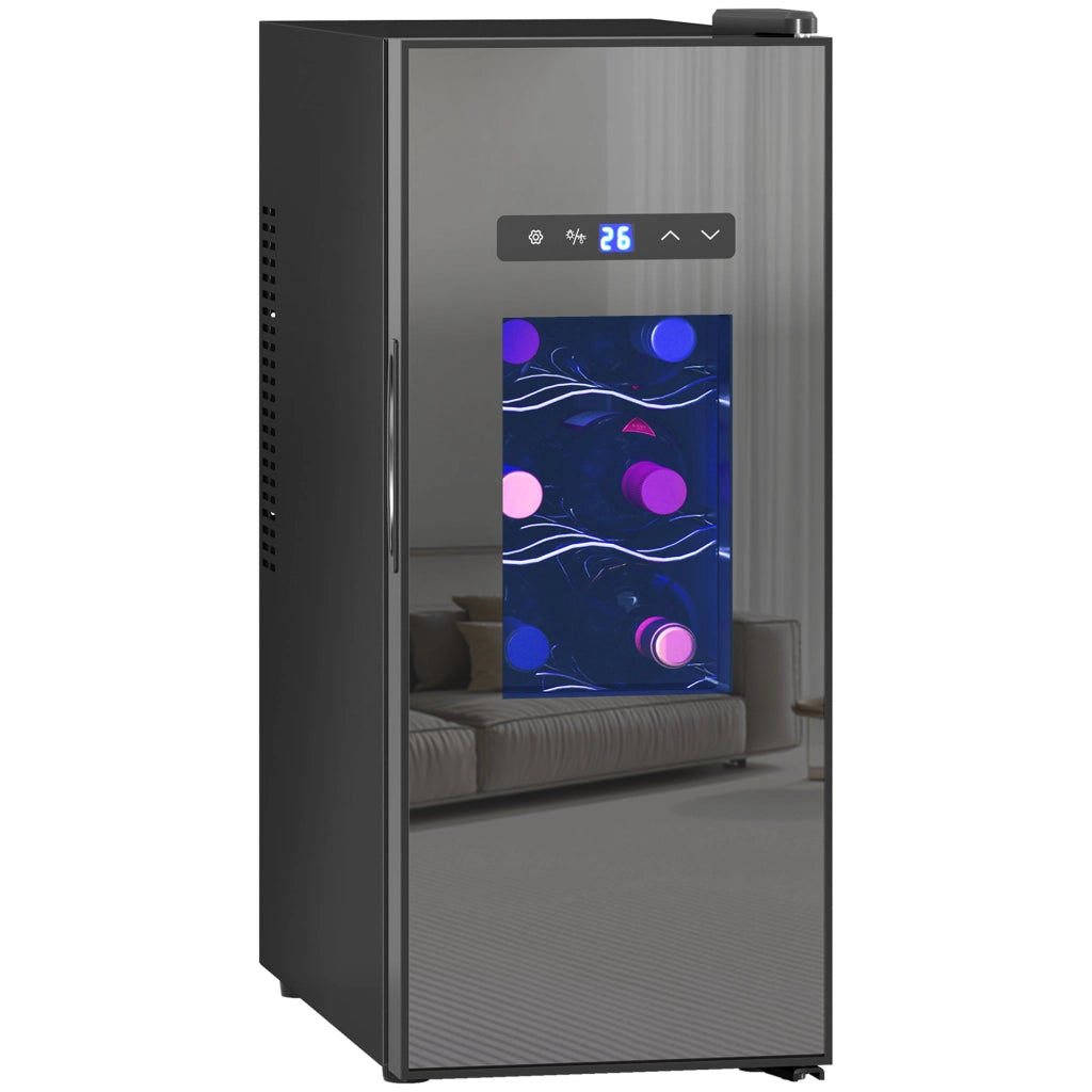 Cantinetta per 12 Bottiglie con Porta in Vetro ¨C zephmum ¨C Nero