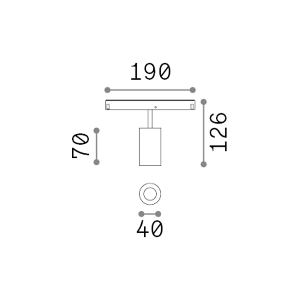 Faretto Binario Singolo Ego Alluminio Nero 1 Luce 8W 3000K Luce Calda 1-10V
