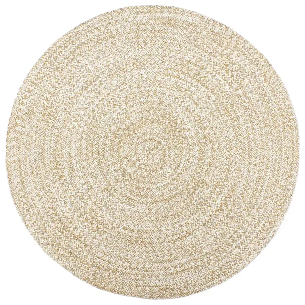 Tappeto Lavorato a Mano in Juta Bianco e Marrone 210 cm cod mxl 75877