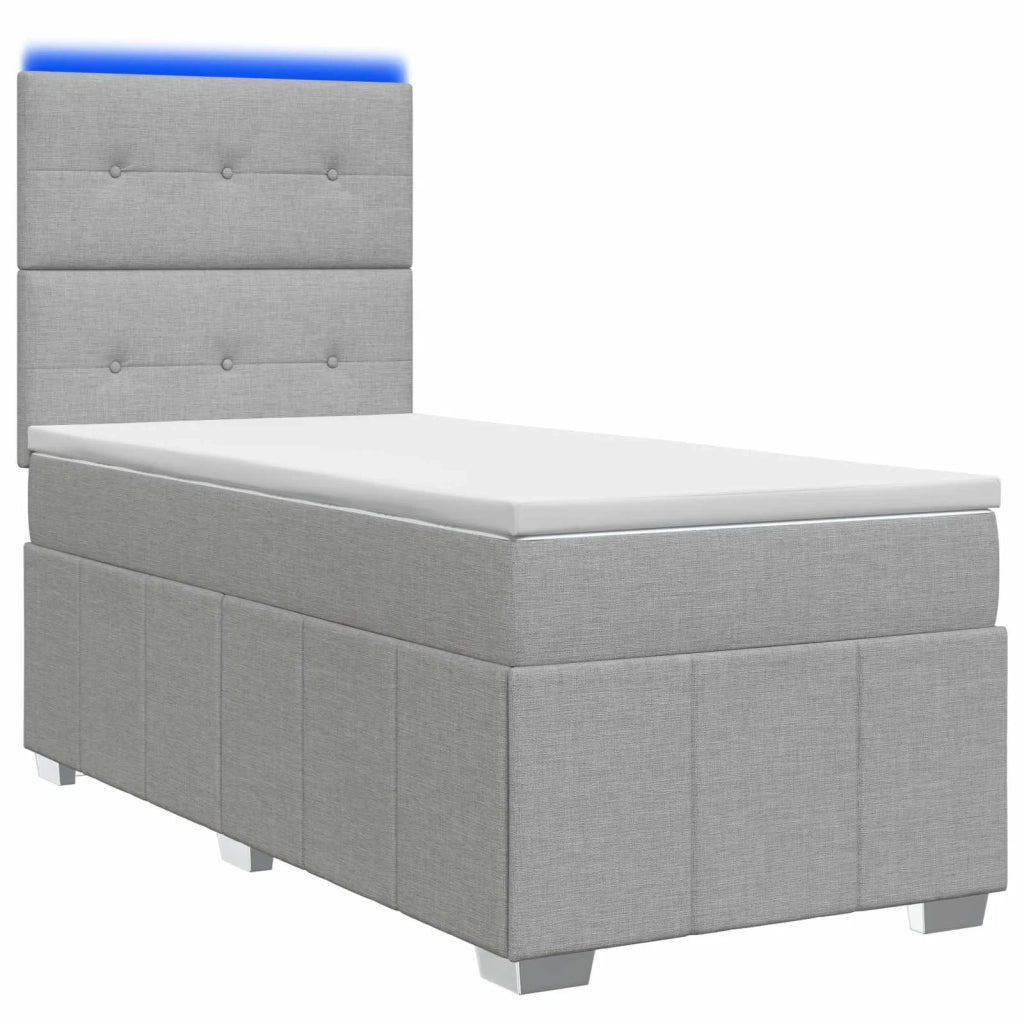 Letto Box Spring LED con Materasso Grigio Chiaro 100 x 200 cm 3455535