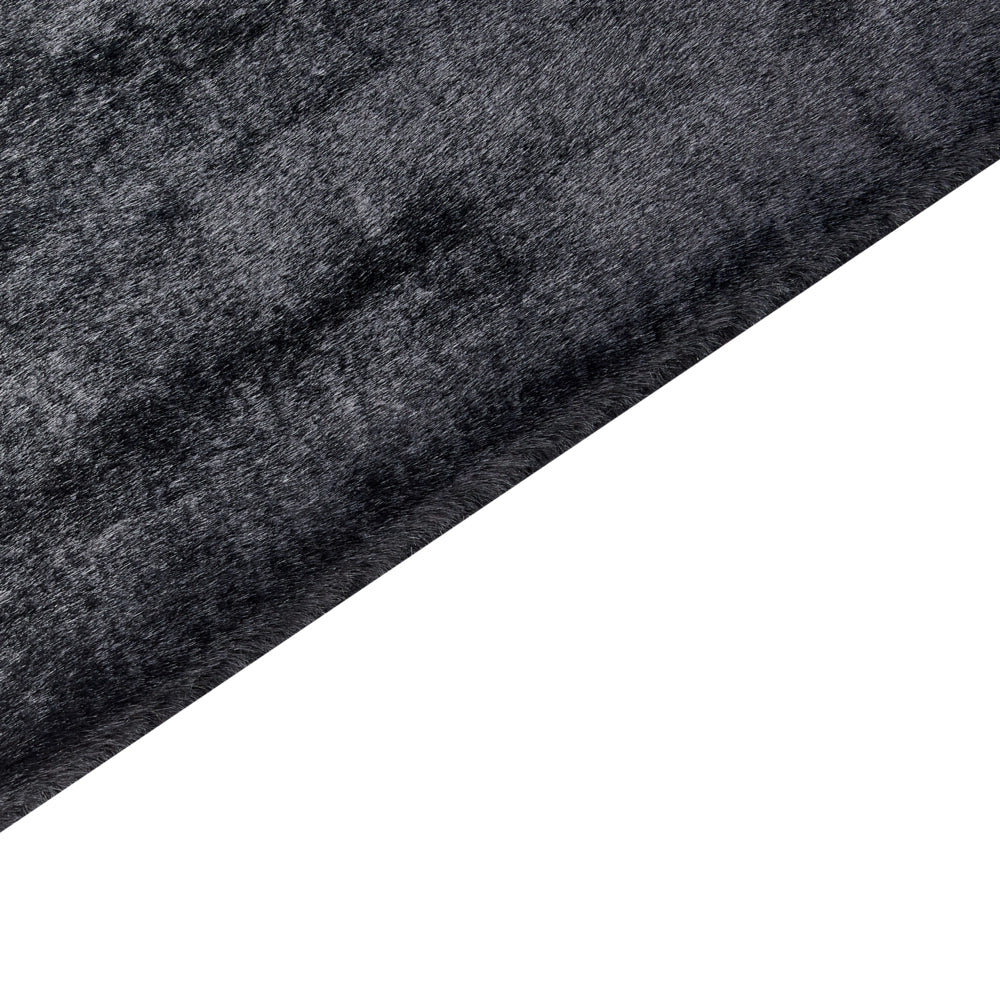 Tappeto Shaggy Artificiale di Coniglio in Pelliccia Ecologica Morbido e Soffice 160 x 230 cm Nero