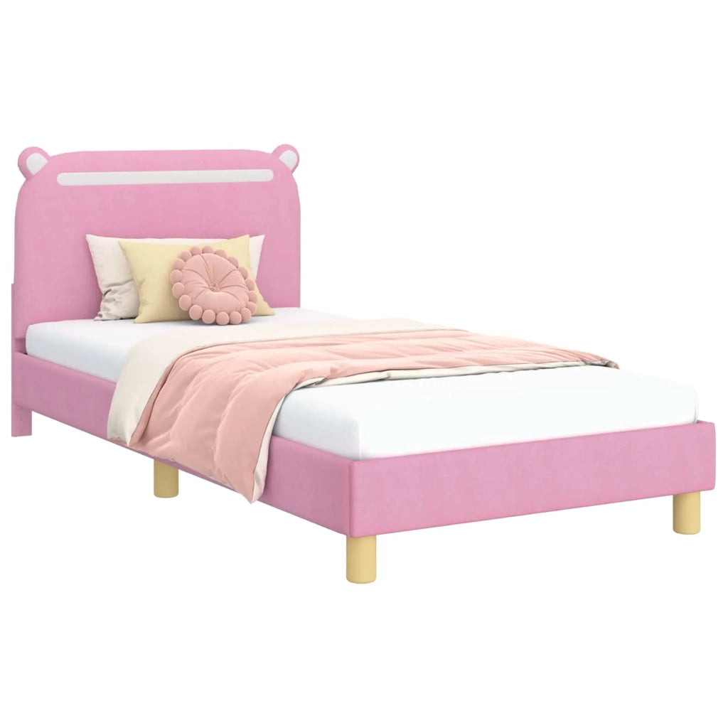 Struttura letto bambini con testata Rosa 90 x 190 cm Tessuto 42011222