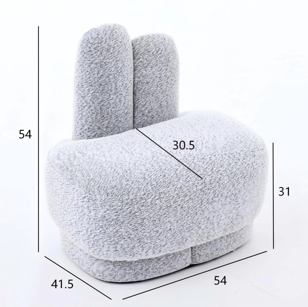 Pouf poggiapiedi a forma di coniglio in tessuto morbido; antique grey white