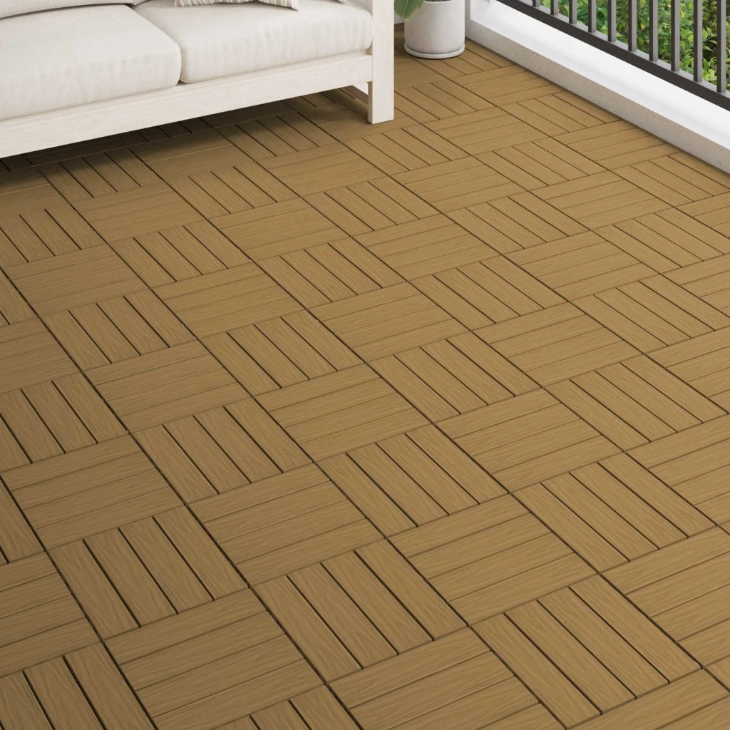 Piastrella per Decking 11 pz Teak riciclato 30 x 30 cm WPC CFW2574574