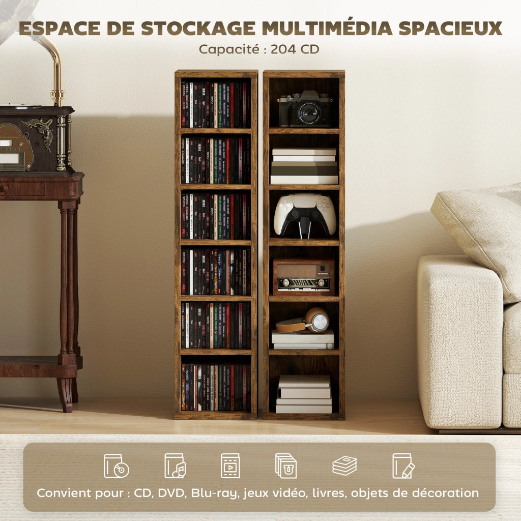 Armadio per CD e DVD ¨C zephmum ¨C marrone 21x22.5x88.5 cm