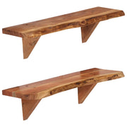 Mensole 2 pz 60x20x16 cm in Legno Massello di Acacia cod mxl 62493