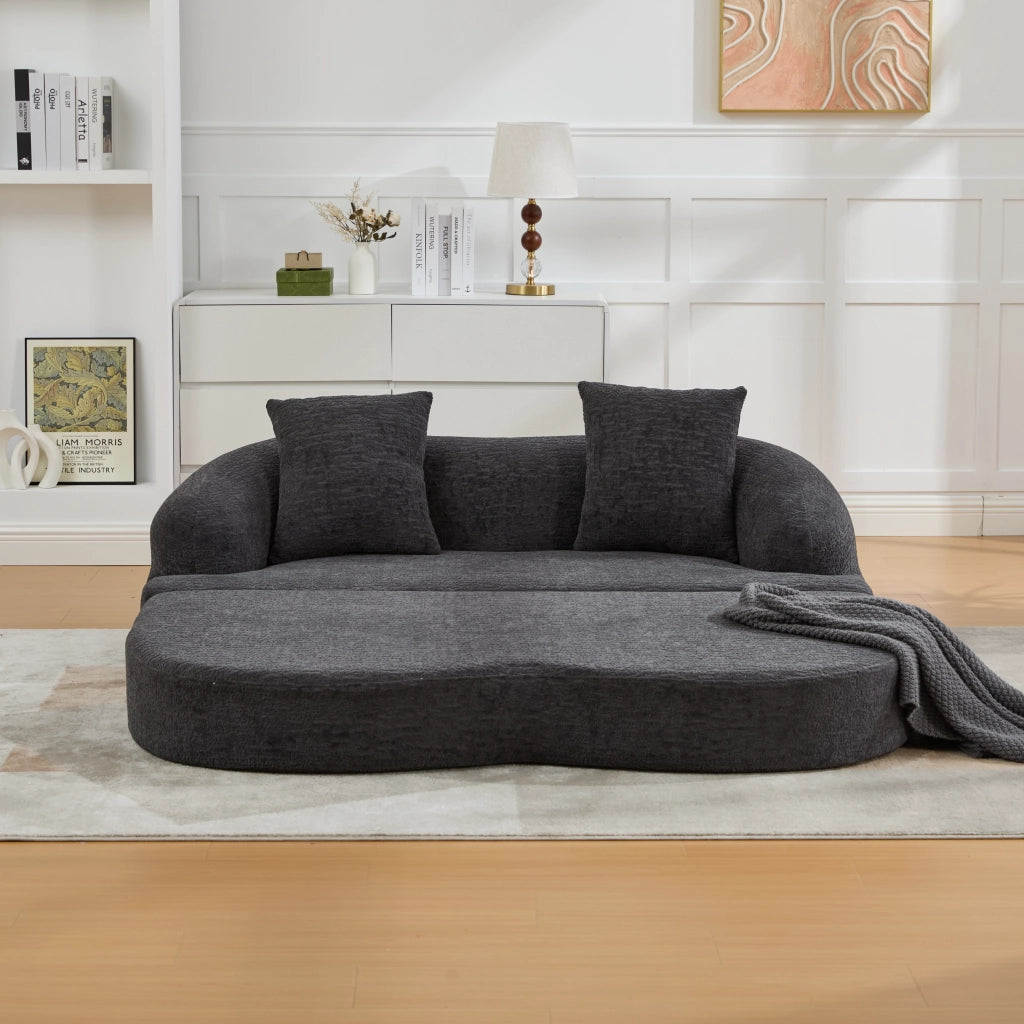 DIVANO LETTO 2 POSTI Pieghevole 157x84x65 cm Chenille Grigio Scuro