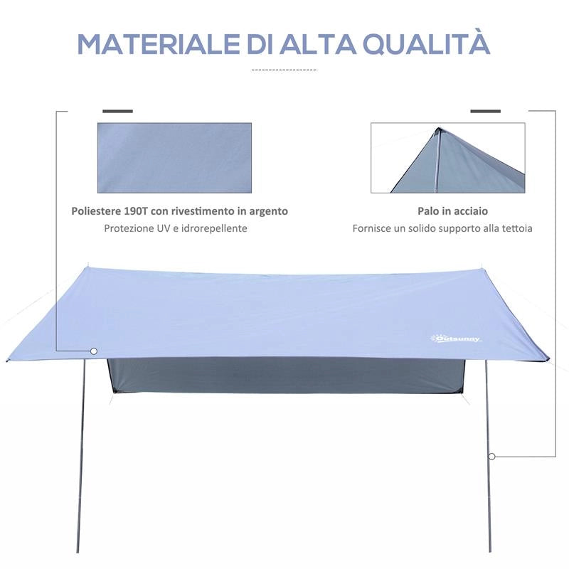 TENDA DA SOLE PORTATILE 3X3 M TENDALINO PARASOLE IMPERMEABILE PER CAMPEGGIO E SPIAGGIA BIANCO