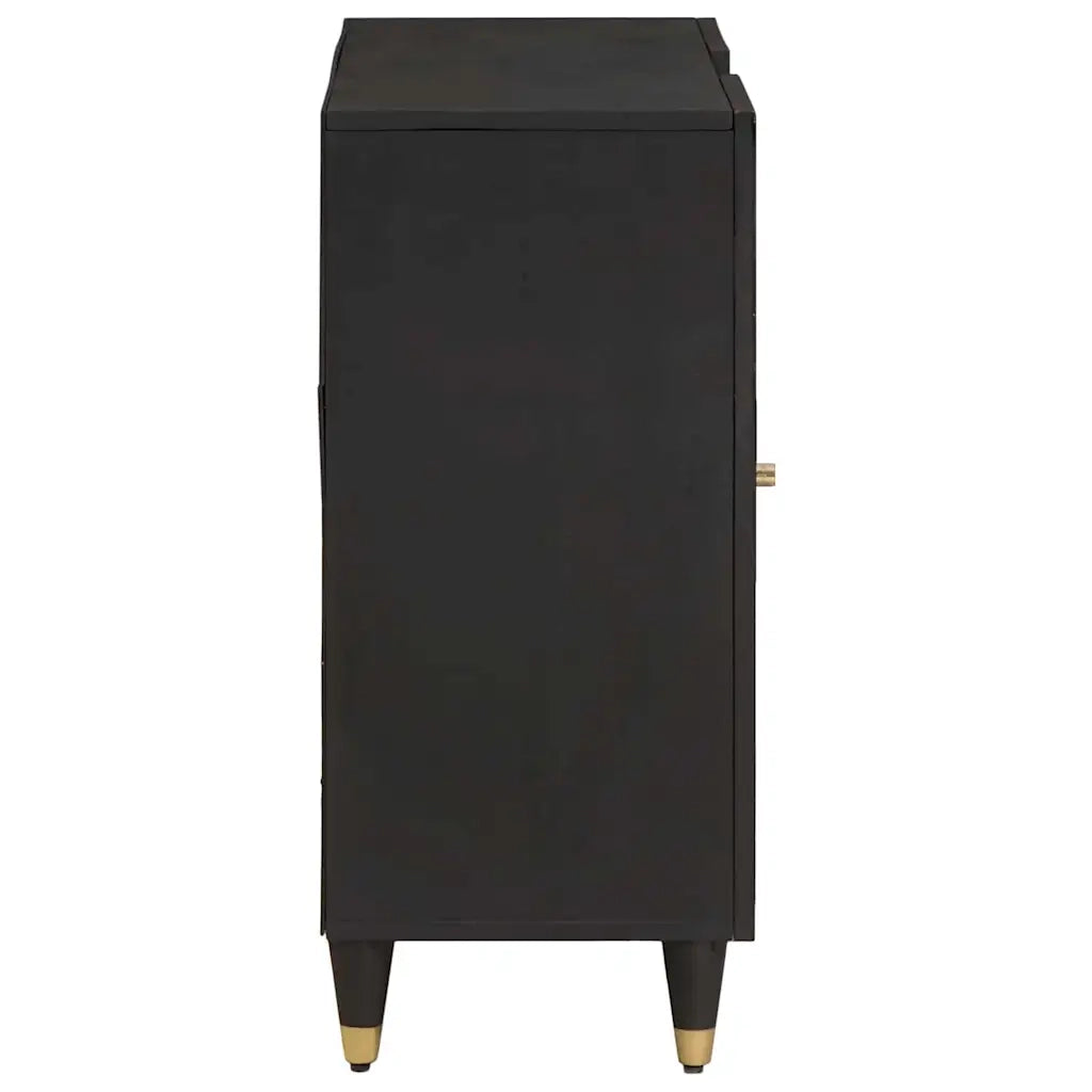 Credenza con porta Nero 90 x 33 x 75 cm Legno di mango massello