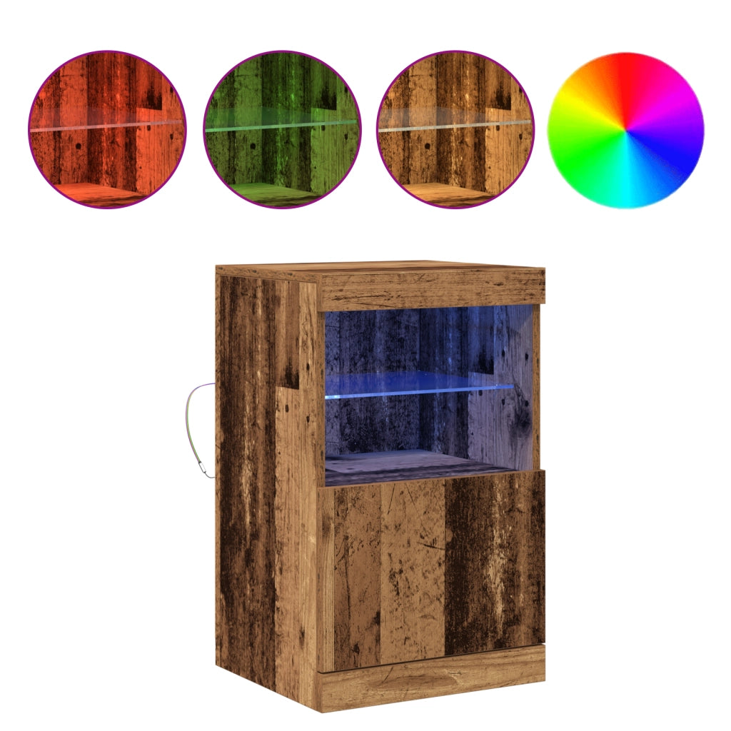 Credenza con luci LED Legno antico 41x37x67 cm