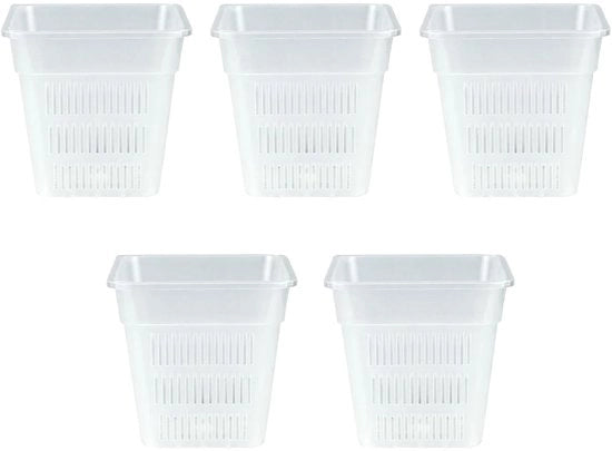 Transparante Orchideeënpotten - Set van 5 - Ademend - Hoogwaardig PP-materiaal - 10 x 9 x 9,8 cm