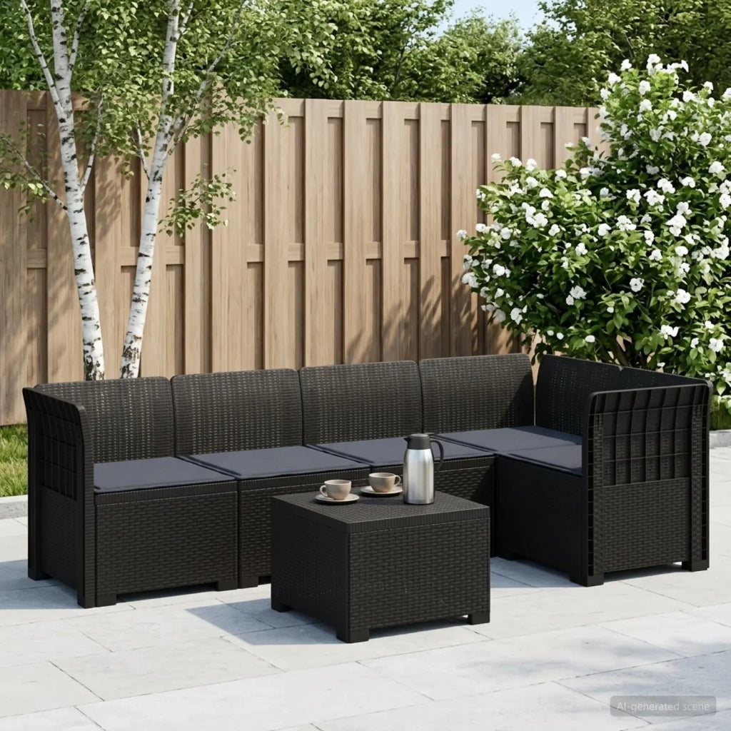 Divano da Giardino 5 Posti con Cuscini Stile Rattan PP 3444073