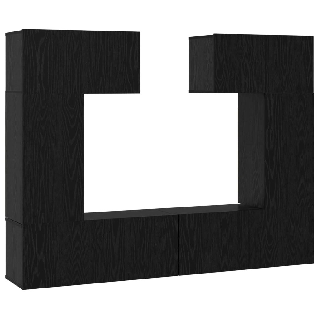 Set mobile TV 6 pz-Credenza per TV Rovere Nero Legno multistrato 668505