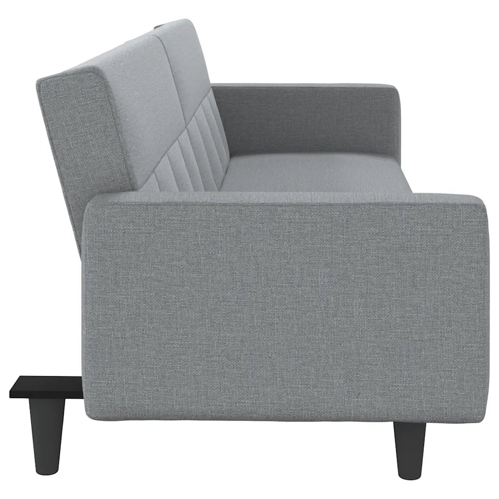 Divano Letto con Cuscini Grigio Chiaro in Tessuto 351875