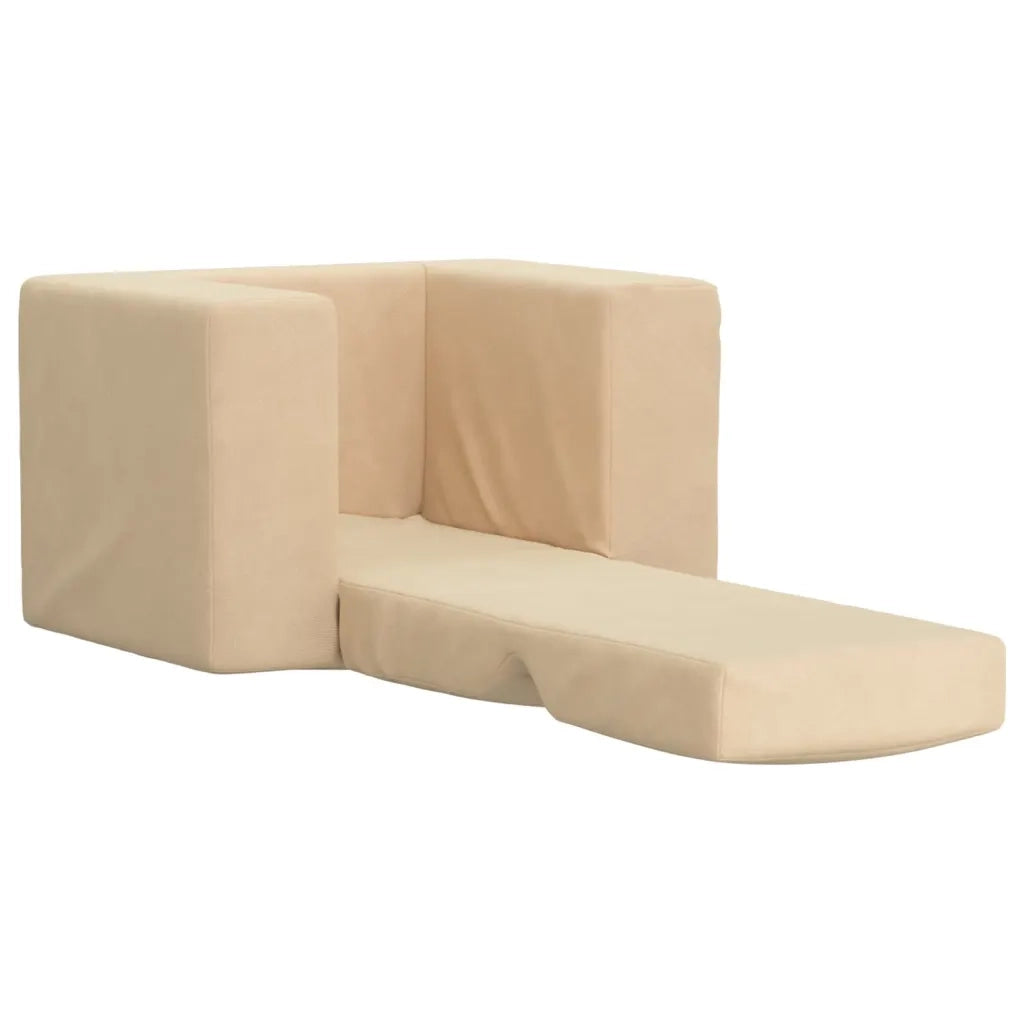 Divano per Bambini Crema in Morbido Peluche