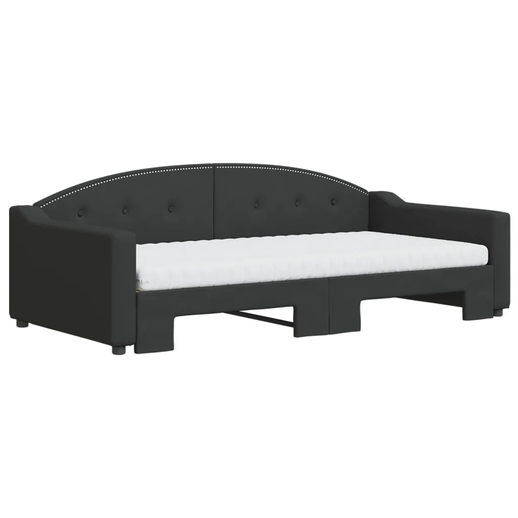 Divano Letto Estraibile con Materassi Nero 100x200 cm Tessuto 3197555