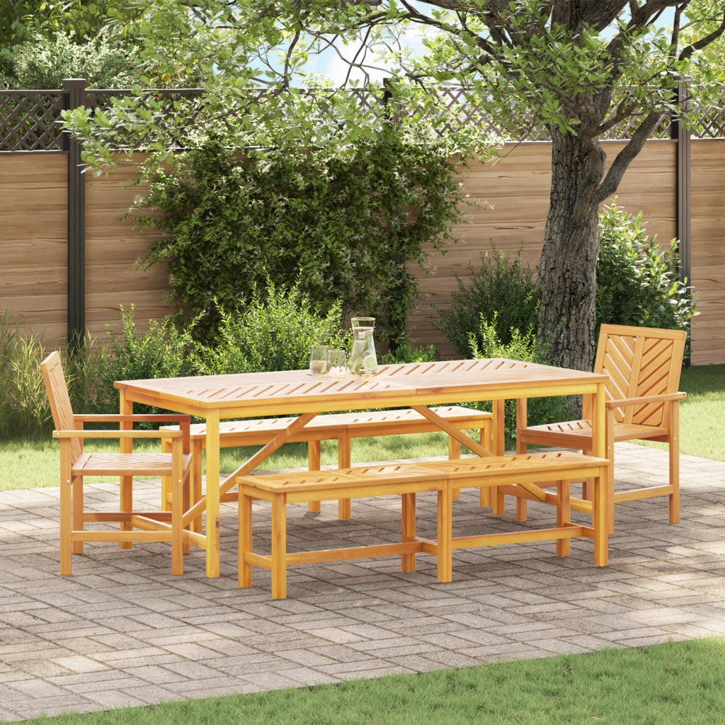 Set da Pranzo da Giardino 5 Pezzi in Legno Massello di Acacia
