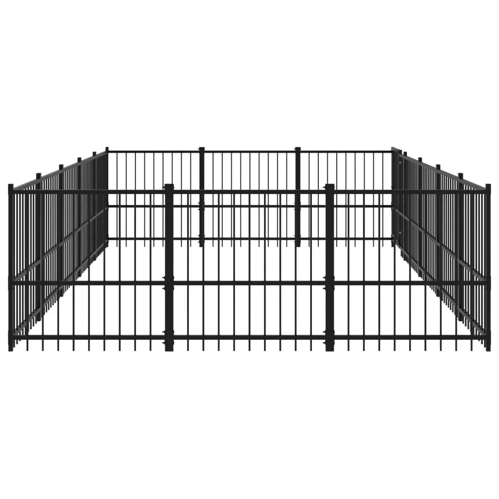 Gabbia per cuccia recinto per animali da esterno per cani in acciaio 14,11 m² nero 02_0041790