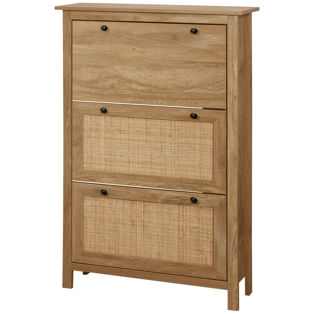 Scarpiera 3 Ante con Ripiani ¨C Zephmum ¨C Legno Naturale