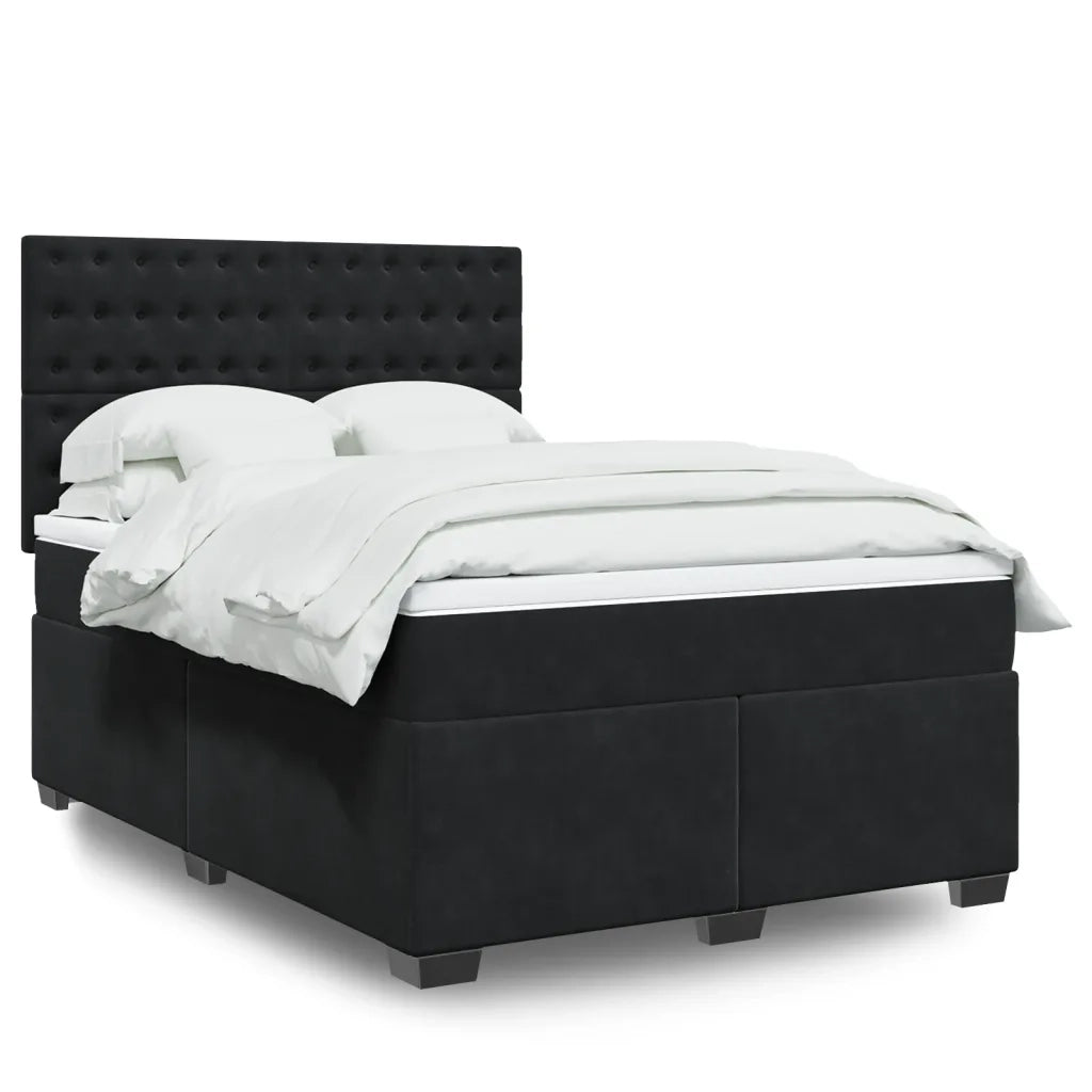 Giroletto a Molle con Materasso Nero 140x200 cm in Velluto 3293244